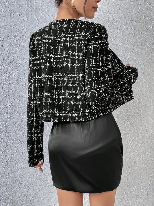 Plaid Pattern Front Button Jacket